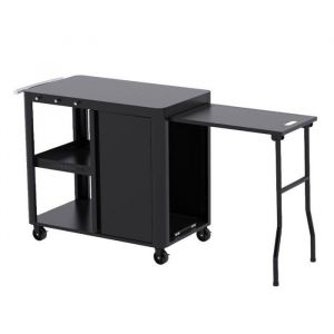 Desserte pour plancha Evolution - BRASERO - desserte extérieur - Rangements Porte crochets - Plateau 85x50 cm - Extension Noir
