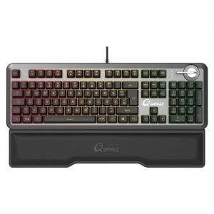 QPAD - MK-95-DE PRO - Clavier gaming mécanique à commutateur avec rétro-éclairage RGB et repose-paume capuchons de touches à
