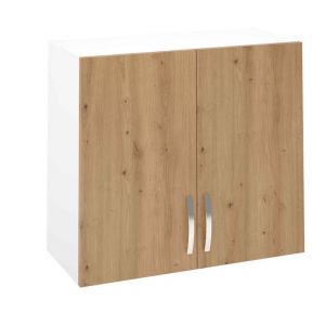 Meuble haut de cuisine avec 2 portes coloris Ch&ecirc;ne Albar - Hauteur 70 x Longueur 80 x profondeur 35 cm