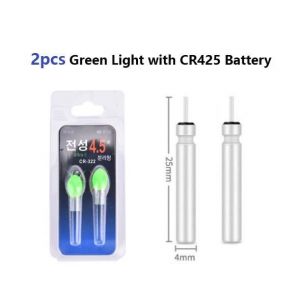 2pc vert et batterie-Flotteur Électrique Lumineux À Piles Pour La Pêche En Eau Foncée Lumière Led 1 Ou 2 P