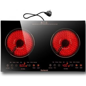 Plaque Vitroc&eacute;ramique 2 Feux &Agrave; Poser Plaque Electrique Posable 2 Foyers Plaque De Cuisson Electrique Portable Avec Pr Vde S&eacute;c