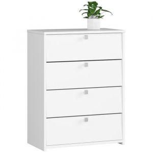 Meuble à chaussures - Blanc - 4 portes battantes - 66 cm - 85 cm - Mat