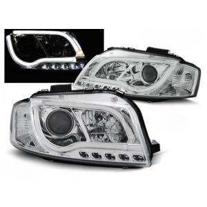 Paire de feux phares Audi A3 8P de 2003 a 2008 Tubelight led LTI chrome-27360988