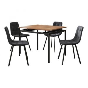 Ensemble de salle &agrave; manger Hemnes pour 4 personnes effet ch&ecirc;ne / gris fonc&eacute;