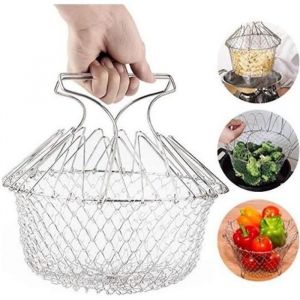 Panier Métal De Cuisson Rinçage Vapeur Pâtes Frites Légumes Salade Filet Passoire Pliable Cuisine Chef