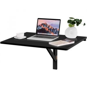 GOPLUS Table Murale Rabattable Pliable 80x60x45CM en BoisCharge 20KGDouble Pliage et Gain de Placepour Salon/BureauNoir