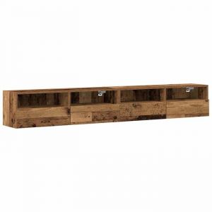 LMT - TOP@Meubles TV 2 pcs - CLARENCE - Support/Armoire de T&eacute;l&eacute;vision - Bois Vieilli 100x30x30 cm - Bois dIng&eacute;nierie CC23234