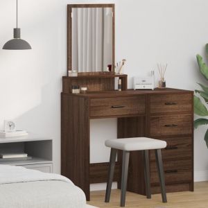 Moderne Coiffeuse Table de chambre avec tiroirs en chêne brun - 50x41x140 cm @FR(687204)