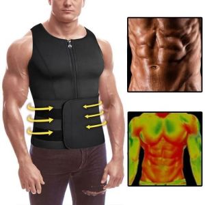 Gilet de Sudation Homme Sauna N&eacute;opr&egrave;ne pour Minceur Ceinture de Sudation Fitenes Sports D&eacute;bardeur Noir