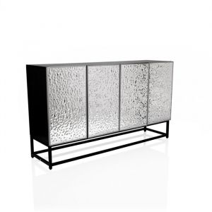 Commode - hjh LIVING - METALLIO - Argent - MDF laminé