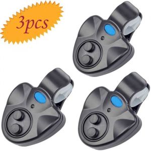 D&eacute;tecteur de touche &eacute;lectronique - Lot de 3 - Signal lumineux LED - Alarme sonore - P&ecirc;che de nuit