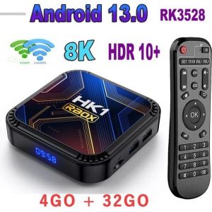 Boitier iptv Android 13.0 TV Box android Quad Core 4 Go+32 Go Lecteur Multimédia 8K WiFi 2.4Ghz Mini Smart TV Box