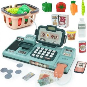 25 pcs Jeux Caisse Enregistreuse Caisse de supermarch&eacute; Jouet dImitation Enfant Cadeaux de No&euml;l-Vert