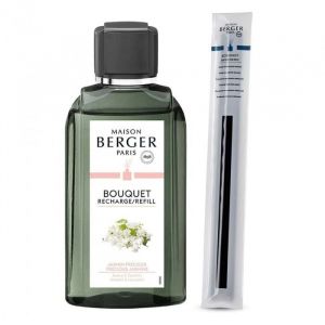 lot : recharge bouquet maison berger jasmin pr&eacute;cieux + 8 brins