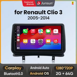 Junsun Autoradio Android 13 Carplay voiture Bluetooth  pour Renault Clio 3 2005-2014 WIFI 2G+64G 9 Écran Tactile GPS RDS