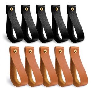10PièCes Support de Tringle à Rideau en Cuir Support de Tringle à Rideau en Cuir Sangle à Boucle en Cuir PU pour Tringle à Rideau