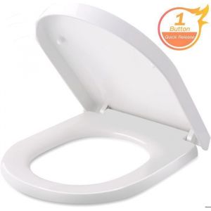 Abattant WC universel-HIMIMI-45x36x53cm Abattant WC frein de chute Cuvette WC avec Installation et Nettoyage Faciles Blanc Forme D