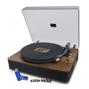 Platine vinyle Muse MT-106 BT 3 vitesses 33/45/78 tours St&eacute;r&eacute;o 2x5W Bluetooth Port USB pour la lecture et encodage+ cl&eacute; USB