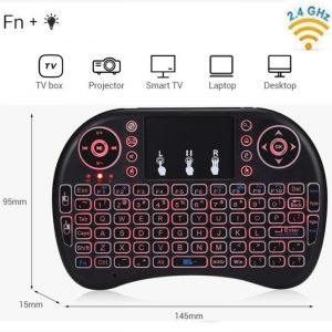 Wireless Keyboard 2.4GHz Mini Clavier Sans Fil r&eacute;tro-&eacute;clairage avec Pav&eacute; Tactile Pour Smart TV TV BoxOrdinateurProjecteurConsole