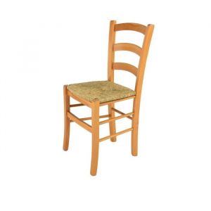 Tommychairs - Chaise cuisine VENICE robuste structure en bois de hêtre peindré en couleur miel et assise en paille