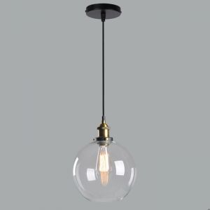 SNOGOLD Suspension Industriel Lustre Vintage E27 Luminaire Abat-jour en Verre Transparent R&eacute;tro &Eacute;clairage pour Salon Restaurant -C