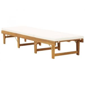 CLOUD Chaise longue pliante avec coussin Bains de soleil - élégant Design - transat Bois dacacia solide CHYNEW4925626