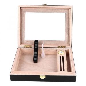 OMABETA cave &agrave; cigares La bo&icirc;te &agrave; cigares peut contenir 8 &agrave; 15 cigares avec dessus en verre artisanal avec articles cigare
