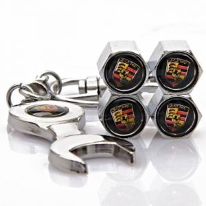 Lot de 4 remplacement Bouchons de valve avec porte cl&eacute; spanner pour Porsche