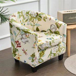 2 Pi&egrave;ces Housse de Fauteuil Cabriolet Chesterfield Extensible Couverture de Fauteuil Housse de Canap&eacute; Fleur de Printemps