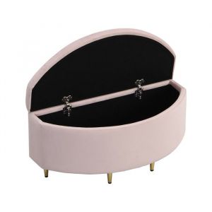 Banc rembourr&eacute; rangement velours coffre repose-pieds m&eacute;tal entr&eacute;e salon chambre 90x40x42 cm rose