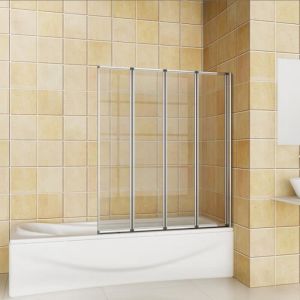 Pare baignoire - Verre tremp&eacute; 4mm - 4 volets pivotants pliants 180&deg; - 100x140cm