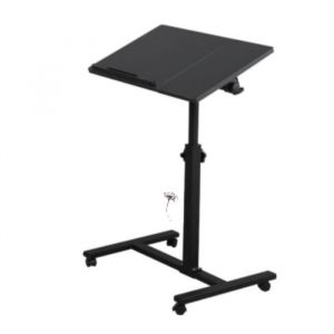 Table Haute Mobile &agrave; 4 roulettes - ELANCOOH - R&eacute;glable en Hauteur - Bureau dOrdinateur Portable