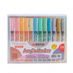 C Feutre acrylique 24 couleurs feutre peinture marqueur permanent imperm&eacute;ables pour pierre bois verre plastique toile pointe souple