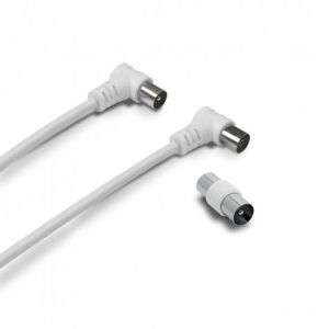 Câble TV coaxial 952 mm coudé mâle/fem. + adaptateur 952 mm 2 m