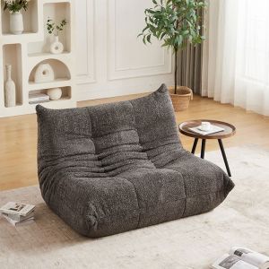 Canap&eacute; Togo 2 Places Chenille Togging Design Fauteuil Sol Lounge sans Accoudoirs Mousse M&eacute;moire &ndash; Confort Nuageux