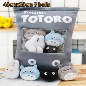 Totoro gris 8 balles - Sac de bonbons en peluche IkPudding Animal Kawaii Oreiller en peluche Mini beurre d