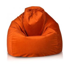 Fuzzy pouf fauteuil microfibre poire adulte fauteuil relax salon billes polystyrène 80x110 cm orange Ecopuf