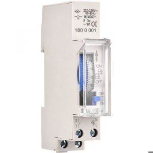 Minuterie m&eacute;canique de 24 heures Minuterie minimale de 15 minutes Montage sur rail Batterie int&eacute;gr&eacute;e