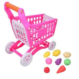 SALUTUYA Ensemble de caddie pour enfants Ensemble de Caddie Enfants Panier dAchat &Eacute;ducatif Enfants jeux activite Lumi&egrave;re Rose