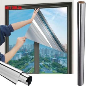 Film Fenetre Anti Chaleur Miroir 99% Anti-UV Film Anti-Regard Protection Solaire Film Miroir Intimite Film Argent(60 x 200 cm)