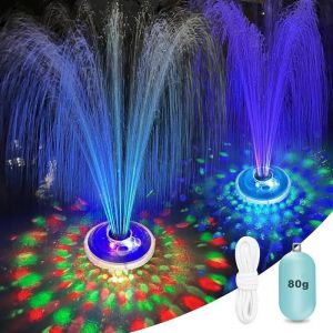 Fontaine de piscine flottante avec lumi&egrave;res submersibles batterie rechargeable avec ancre 2 modes d& 39 arrosage fontaine