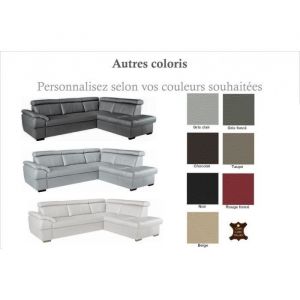 Canap&eacute; dangle convertible en cuir italien de luxe 5/6 places TONY avec coffre couleur personnalis&eacute;e angle droit