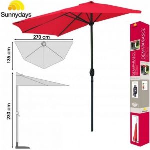 DEMI PARASOL 270 X 135 X 230 rouge GROSEILLE diam 27M