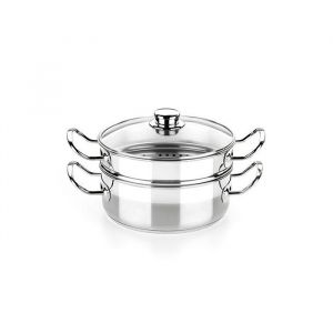 BRA Profesional  Cuiseur vapeur avec couvercle en verre de 24 cm inox 18/10 full induction adapté à toutes les cuisines dont