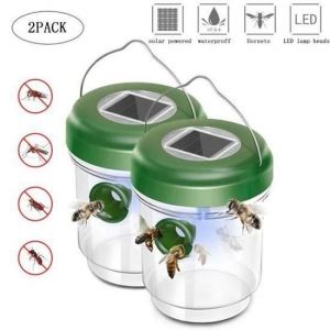 Lot de 2 Pièges à Mouche Guêpes et Moustique  Attrape Anti-Insectes Frelons - Solaire avec Lumière LED