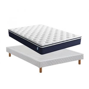 Ensemble Matelas &agrave; ressorts+ Lit Sommier Tapissier  140x190cm DEWINNER Epaisseur du Matelas 25cm