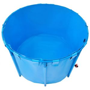 Bassin &agrave; poissons hors sol DUOKU 1700 L - PVC enduit cadre plastique stable vanne de vidange (150&times;150&times;100 cm)