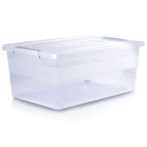 Bo&icirc;te De Rangement EDANTI Plastique Conteneur &Agrave; Roulettes Avec Couvercle Transparent 40L