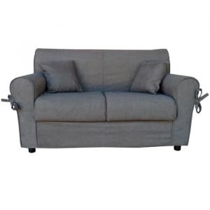 Canap&eacute; 2 places en tissu d&eacute;houssable capitonn&eacute; VERONA 150 cm coloris gris tourterelle uni