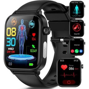 2025 Montre Connect&eacute;e gly&Eacute;mie Ecg/Hrv/Acide Urique/Imc Smartwatch Homme Femme Avec Appel Bluetooth/Sos Fr&eacute;quence Cardiaq